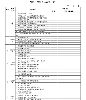 国庆节前检查表10套汇编