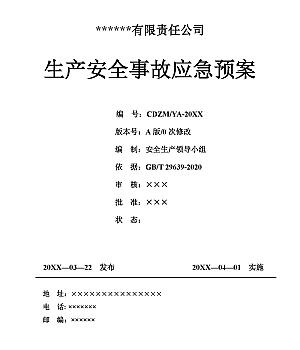 160页!2024全套新版公司生产安全事故应急预案