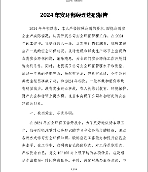 241113-2024安环部经理述职报告14页