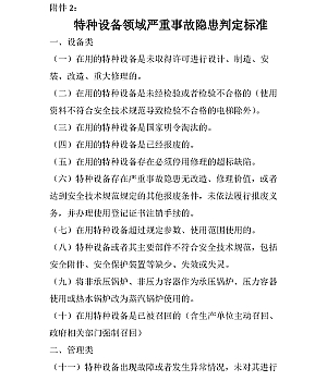 附件2:特种设备领域严重事故隐患判定标准