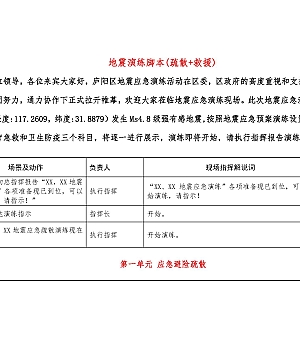 地震演练脚本疏散救援